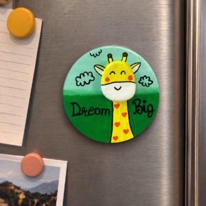 Dream Big Giraffe Handmade Fridge Magnet | Cute Animal Doodle Refrigerator Magnet
